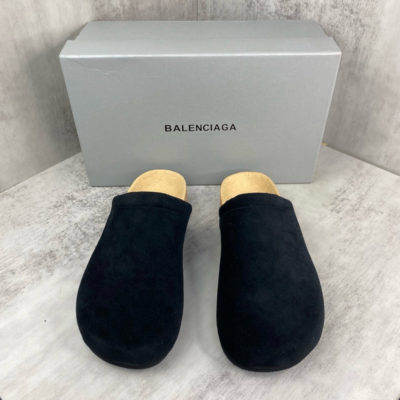 Men''s Balenciaga I Scholl Flat Mule in Black (SUEDE)